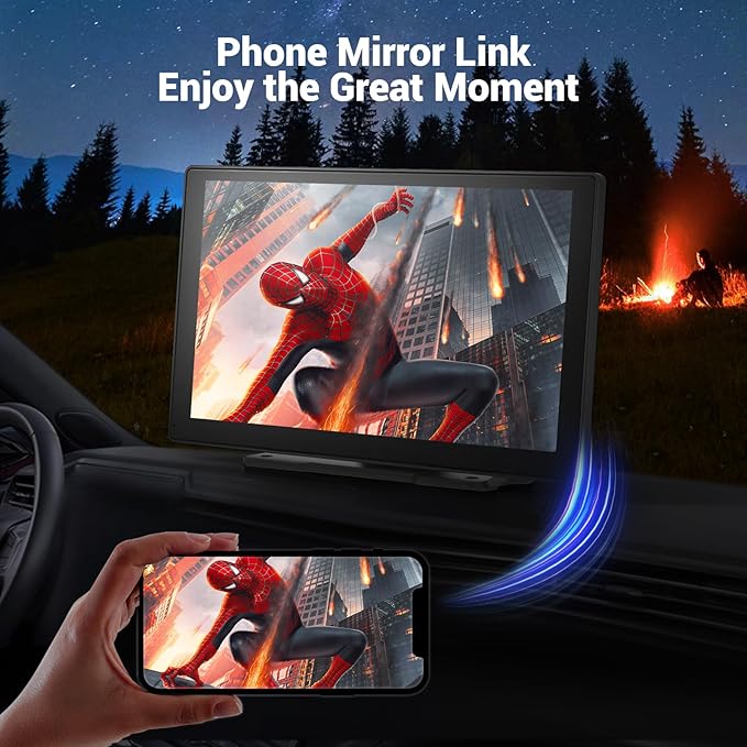 HAUXIY Wireless Apple Carplay Screen for Car 4K Dash Cam, 9" Portable Apple Carplay & Android Auto Car Stereo, with 1080p Backup Camera, GPS Navigation/Mirror Link/Voice Control/Bluetooth