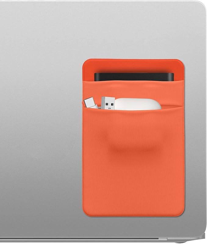 kwmobile Elastic Sleeve Compatible with SanDisk Portable SSD, Samsung T7, Crucial X8, HDD Case - Stretchy Elastane Adhesive External SSD Holder - 10x7cm & 8x7cm Pockets - Orange