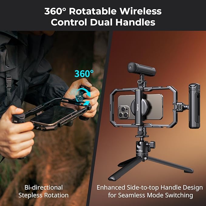 SmallRig All-in-One Universal Quick Release Phone Video Rig Kit Pro, Phone Stabilizer Rig Kit with LED Light Microphone QR Tripod Dual Handles Power Bank Holder, for Creator & Live Streaming - 4704