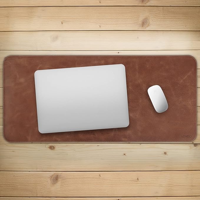 Londo Top Grain Leather Extended Mouse Pad – Large Desk Mat for Office & Gaming, Smooth Writing Surface, Non-Slip Base, Durable & Stylish Workspace Accessory