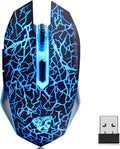 TENMOS M2 Wireless Gaming Mouse, Silent Rechargeable Optical USB Computer Mice Wireless with 7 Color LED Light, Ergonomic Design, 3 Adjustable DPI Compatible with Laptop/PC/Notebook, 6 Buttons (Black)