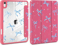 Case for iPad Air 11 inch M4 2026 M3 2025 M2 2024,iPad Air 5th (2022) / 4th (2020) 10.9 Inch Clear Back Shell Lightweight Shockproof TPU Trifold Stand Auto Wake Sleep Cute Cover, Ribbons