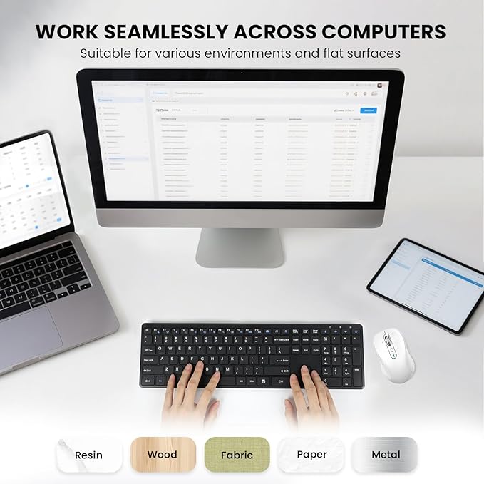 Wireless Bluetooth Mouse Rechargeable,USB+BT×2,Multi Device Quiet Ergo Computer Mouse,Metal 4-Way Super Scrolling,± 3200 DPI,10 Button,Plug&Play,Cordless Mice for Laptop,Tablet,Mac,iPad,PC,Phone-White