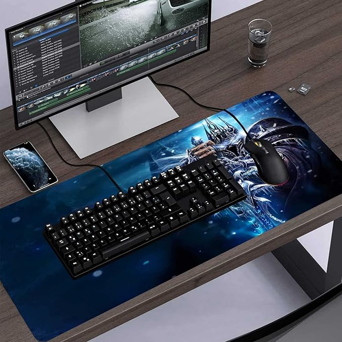 Mouse Pad XXL Lich King,Extra Large Gaming Mousepad Laptop Desk Pad Mat,Non-Slip Rubber Base,Stitched Edges,Smooth Fabric,Computer Keyboard & Mice Combo Pads 31.5x15.7