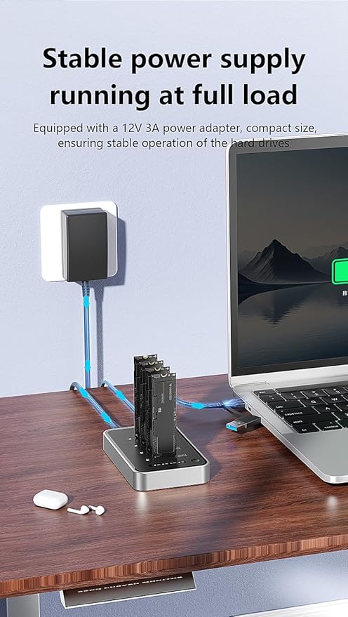 4 Bays USB4.0 (USB-C) 40G Portable NVMe (M Key, B+M Key) / NVMe / PCIe SSD (22110, 2280, 2260, 2242, 2230) SSD Docking Station Duplicator Cloner (Docking Only)