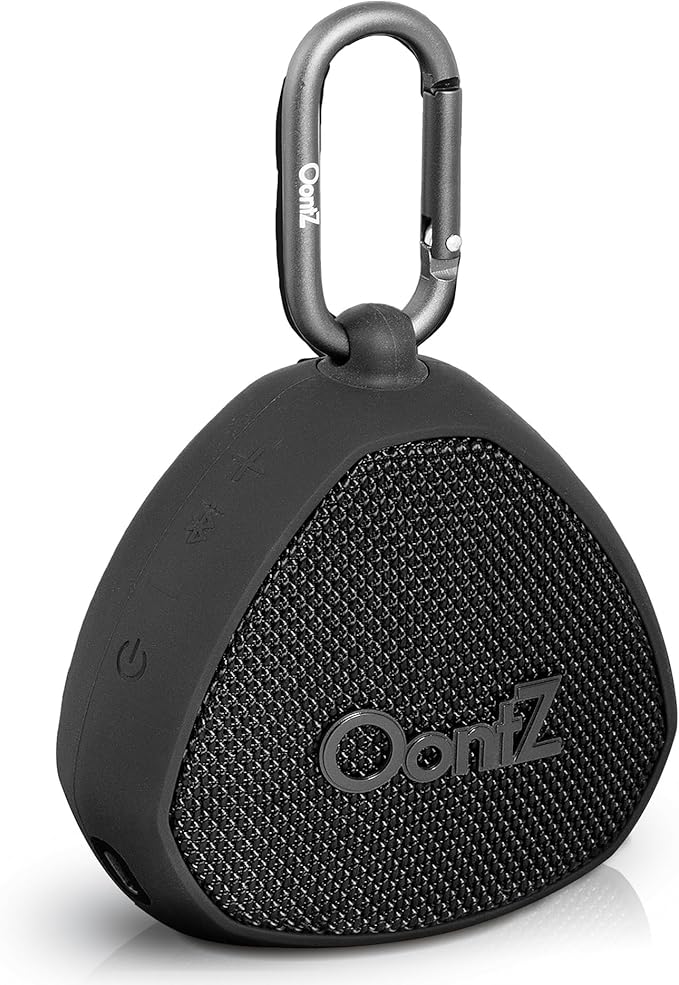 OontZ Angle Clip – Portable Bluetooth Speaker, 5W Stereo Sound, 12 Hour Playtime, Rich Bass, 100 Foot Wireless Range, IPX7 Waterproof, Outdoor, Travel, Great Gift (Black)