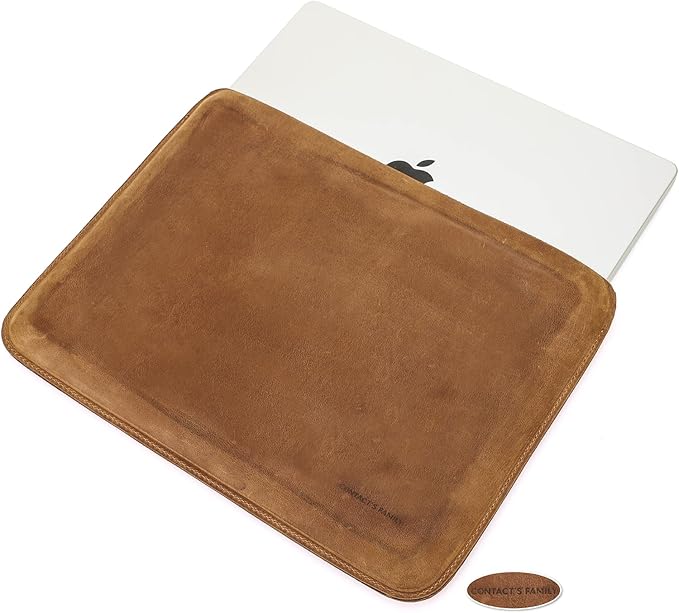 Top Grain Leather 14.2" Slim Laptop Sleeve Protector, Minimalist Vintage Design, Handmade, Compatible with MacBook Pro 14 inch 2021 2022 M1 Pro/M1 Max A2442 & Other PC, Brown 14.2 Inch