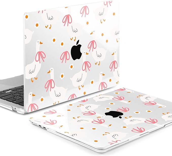 MEEgoodo Case for M5/M4/M3/M2 MacBook Air 15 inch Case 2026 2025 2024 2023, Laptop Shell Fit Model (A3448/A3241/A3114/A2941) for MacBook Air 15.3-inch, Goose Farm & Bows