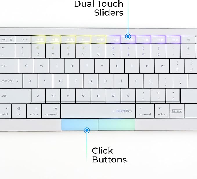 CLVX 1 Mac | Touch On Keys & Gestures AI Keyboard | Bluetooth & USB-C | Low Profile Silent Scissor Keys | Interactive RGB | Aluminum Chassis | Compatible with Mac/iPad/AppleTV/VisionPro