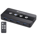 Cable Matters 4 Port USB 3.0 Switch USB Sharing Switch for 4 Computers and USBA Peripherals - Button or Wireless Remote Control Switching - Includes a USBC Adapter for USBC USB4 and Thunderbolt 4