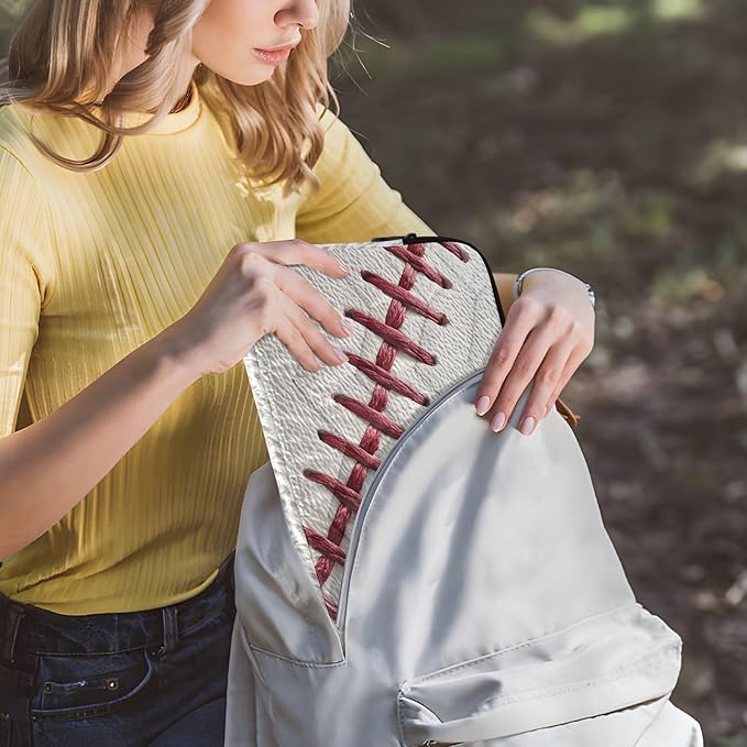 Baseball Laptop Case Sleeve, Baseball Texture Retro Red White Shockproof Protective Computer Carrying Cover, Briefcase Handbags 15-16inch Laptop Sleeve Bag