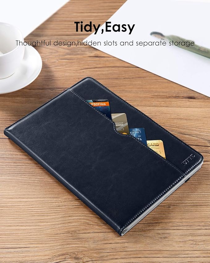 DTTO for iPad 9.7 Inch 5th/6th Generation 2018/2017 Case with Apple Pencil Holder, Premium Leather Folio Stand Cover Case for Apple iPad 9.7 inch, Also Fit iPad Pro 9.7/Air 2/Air - Blue