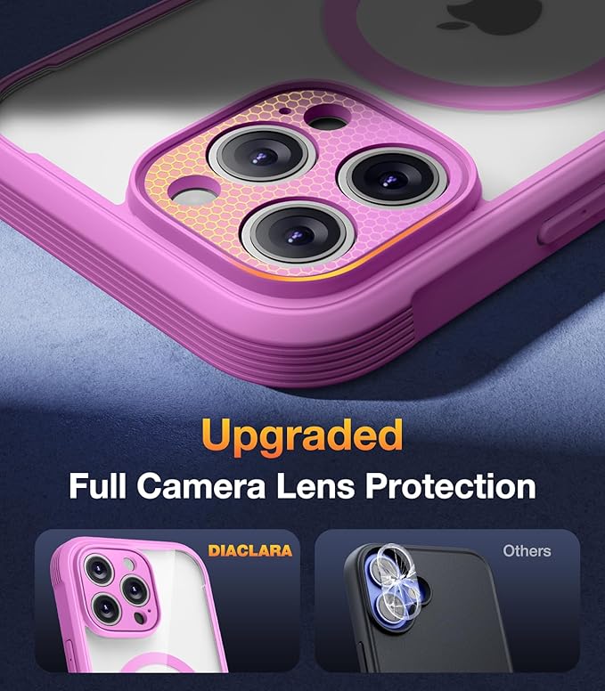 Diaclara Magnetic Designed for iPhone 16 Pro Case, Full Body Rugged with Touch Sensitive Anti-Scratch Screen Protector, Compatible with MagSafe, Soft Bumper Case for iPhone 16 Pro 6.3'', Pink