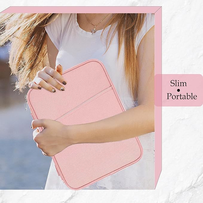 9-11 Inch Tablet Sleeve Case, iPad Bag for Women Fits iPad Pro 11 (2022-2018), iPad 10.9 (10th Gen), iPad Air (5/4th Gen), Galaxy Tab A8/A7/S8/S7, Protective Bag Carrying Case with Pocket (Pink)