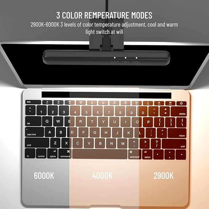 Acogedor Laptop Monitor Light Bar, LED Laptop Light Bar for Keyboard, with Stepless Dimming, No Screen Glare, Space Saving, Laptop Light Clip On