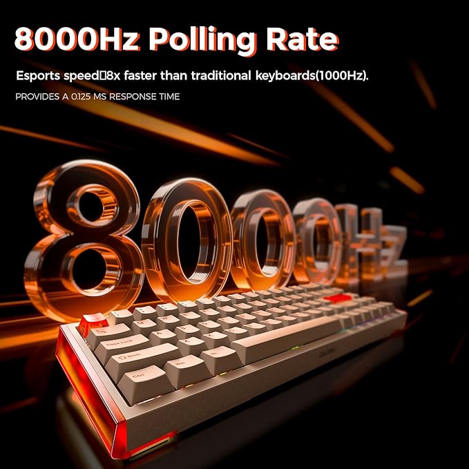 DAREU COOL68 60% Wired Gaming Keyboard, Rapid Trigger Magnetic Switch Keyboard with 8000Hz Polling Rate, Adjustable Actuation, 0.1ms Latency, SOCD, Gasket Mount, Hot swappable, RGB Light