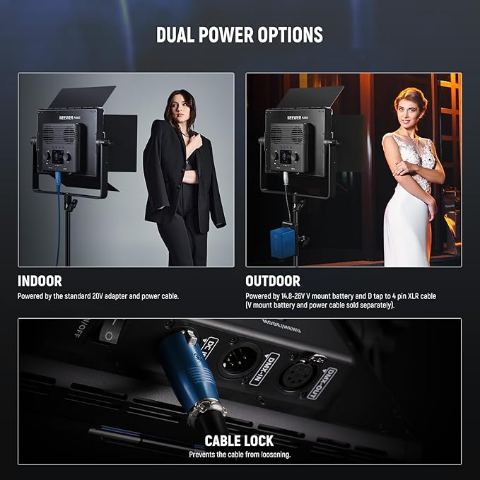 NEEWER Bi Color LED Panel Video Light APP/2.4G/DMX Control, 60W 26600Lux/0.5m 2500K-8500K 13 Scenes V Battery Powered, Lighting for Studio Photography Outdoor Photo Recording Makeup Streaming, PL60B
