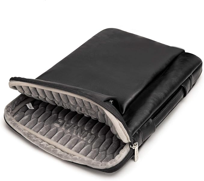 Kinmac 360° Heavy Duty Protective Laptop Computer Sleeve case Bag Cover with Handle for MacBook Pro 14 inch,14 inch-14.4 inch HP Lenovo Dell ASUS Acer Laptop (Black PU)