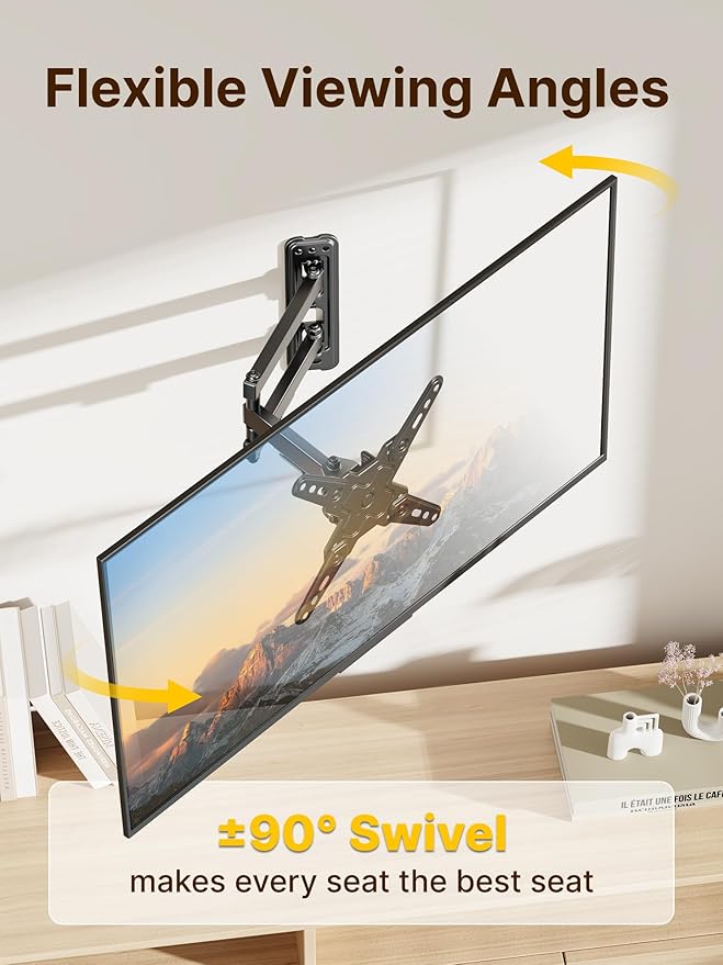 monTEK Full Motion TV Wall Mount Bracket for Most 13-43 Inch LED LCD Flat Screen TVs & Monitors, Swivel Tilt Extension Rotation with Articulating Arms, TV Mount Max VESA 200x200mm, up to 44lbs