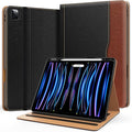 Zonefoker Case for New iPad Pro 12.9 inch 6th/5th/4th/3rd Generation 2022/2021/2020/2018, 12.9'' ipad Pro Leather Folio Protective Cover 6/5/4/3 Gen with Pencil Holder, Auto Wake/Sleep, Brown Black
