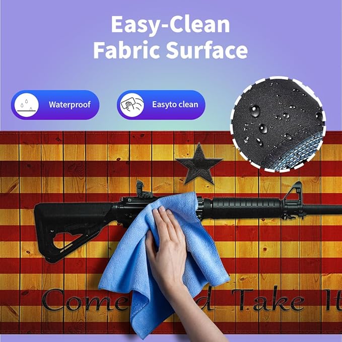 Large Gaming Mouse Pad (31.5" x 15.8") - Cool AR-15 Come and Take It Flag Rustic Wood Grain Red Yellow Stripes, Extra XXL Office Accessories, Premium Stitched Anti-Slip Office Desk Mat