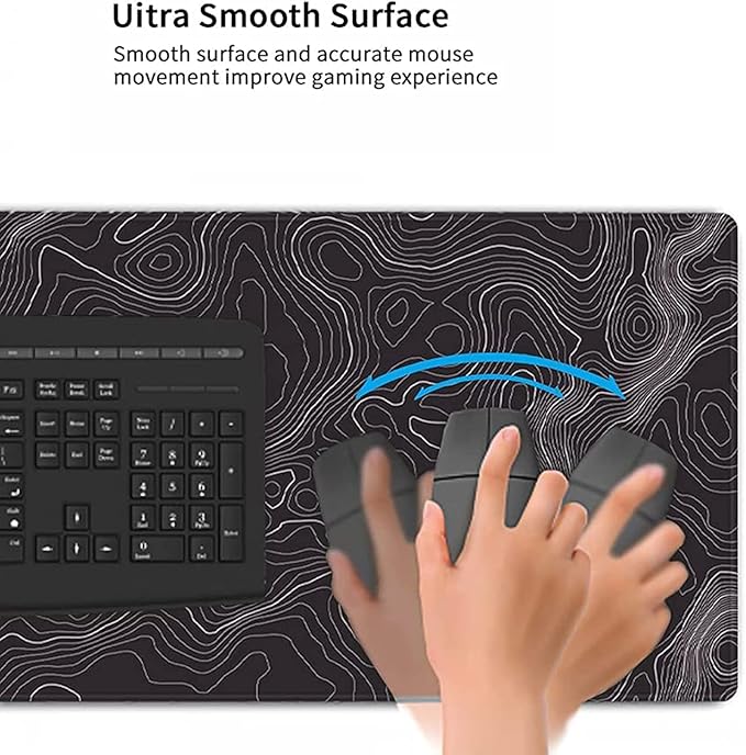 AQQA Large Mouse Pad Mat (35x17 in) Extended XXXL Gaming Mouse Pad with Non-Slip Rubber Base,Background Topographic Map Lines Contour Geographic for Gaming Office Laptop Computer Men Women