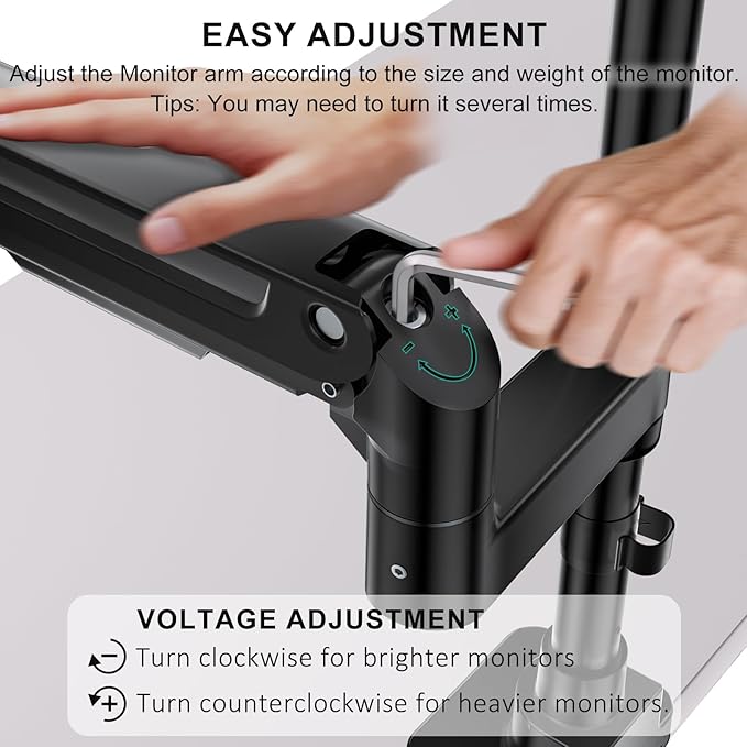 WALI Heavy Duty Monitor Arm Desk Mount for 13-43 Inch Ultrawide Screens, Single Monitor Arm with Full Motion Tilt, Swivel, Rotation, Holds up to 44 lbs, C-Clamp Mount for VESA 75/100mm (GSDM001-P)