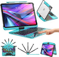 TSQQST Clear Wireless Keyboard Case for iPad Pro 13 Inch M5/M4 2025/2024 with Pencil Holder & Multi-Touch Trackpad, Visible PCB High-Tech Style, 3-Brightness & 7-Color Backlight, 360 Rotatable, Blue