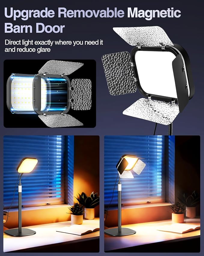 EMART Zoom Meetings Streaming Light for Desk with Flexible Gooseneck, Desktop Video Conferencing Calls Selfie Key Light, Recording Keylight Continuous Output Lighting for Laptop Computer Webcam