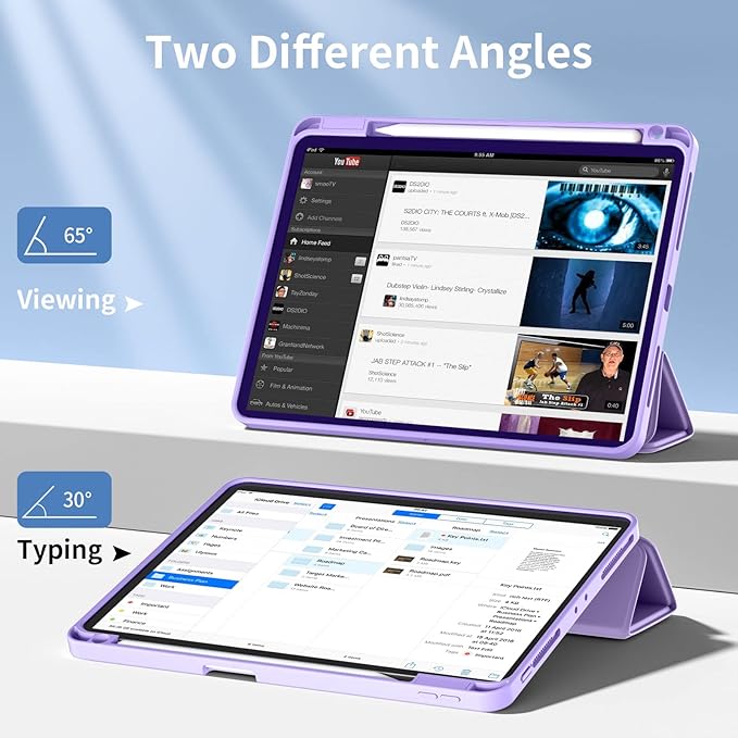 Wenlaty Case Compatible with iPad Pro 11 Inch 4th/3rd/2nd Generation with Pencil Holder, for iPad Pro Case 11 Inch 2022/2021/2020, Slim Protective Cover with Soft TPU Back, Auto Wake/Sleep, Lavender