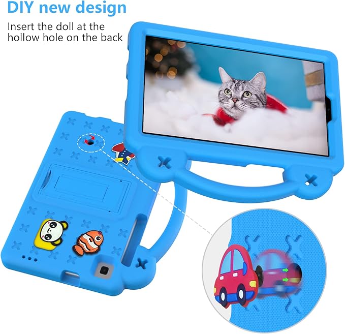 AKABEILA Compatible with Huawei MediaPad M3 Lite S 8.0/Samsung Tab A 8.0 2019 T290/T295/Tab A7 Lite 8.7 T220/T225 2021 Tablet Case, Kids Case with Shoulder Strap & Stand Handle Sky Blue