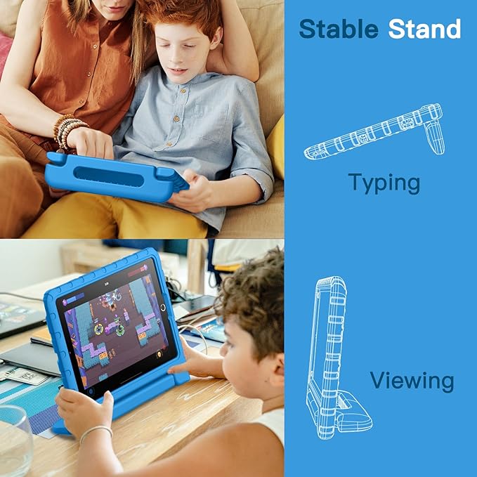 JETech Kids Case for iPad 10.2 Inch (9th/8th/7th Generation, 2021/2020/2019), iPad Air 3 10.5 (3rd Gen, 2019) and iPad Pro 10.5 2017, Shockproof Lightweight Tablet Cover with Handle Stand (Blue)