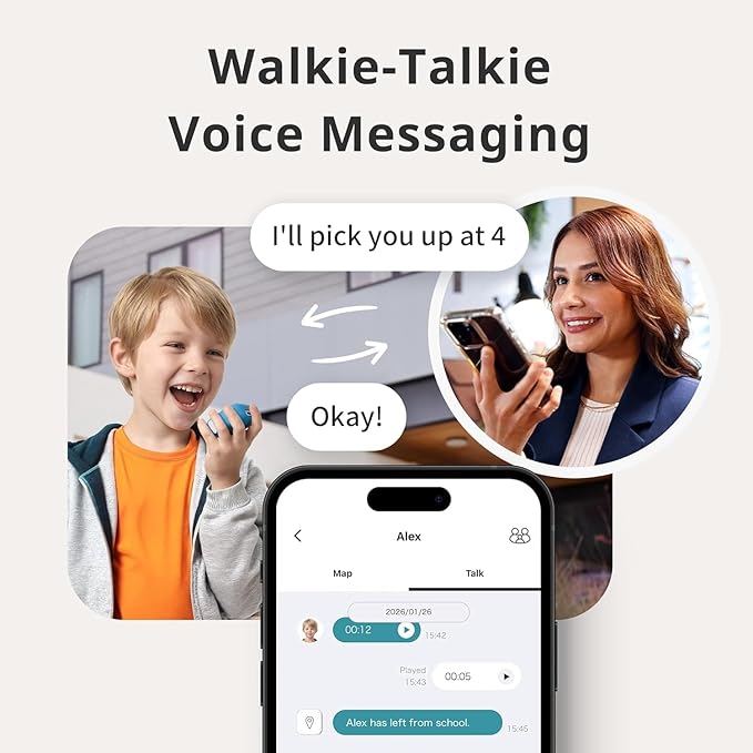 BoT Talk® GPS Tracker for Kids with Cherry Silicone Case - AI-Powered GPS Tracker with Audio, Real-Time Tracking & Alerts - Compact Kids Tracking Device with Monthly Subscription, Made in Japan