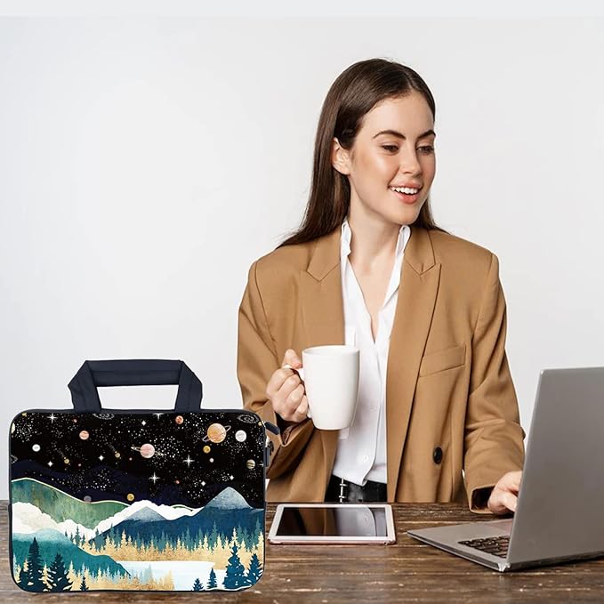 AMARY Laptop Sleeves 11.6" 12" Laptop Handle Bag Neoprene Notebook Carrying Pouch Chromebook Sleeves case Ultrabook Case Tablet Cover Fit Apple MacBook Air HP DELL Lenovo Asus (Mountains Galaxy)