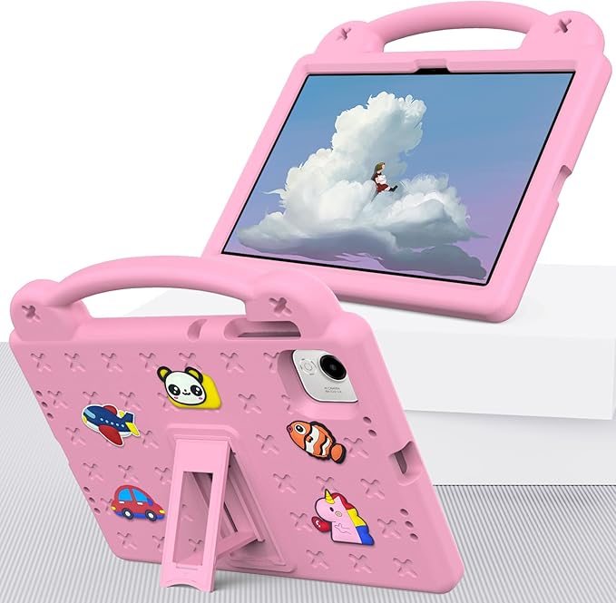 AKABEILA Compatible with Honor Pad X9a 2025 11.5 inch Tablet Case, Kids Friendly Universal Lightweight Shockproof Protective Case with Shoulder Strap & Stand Handle Pink
