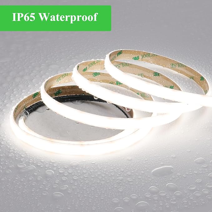 JOYLIT Diffused COB LED Light Strip 24V 5000K Daylight White 16.4FT 540LM/FT Super Bright UL Premium Milky White Gel Coated Waterproof LED Tape Spotless 1400LEDs 100W Dimmable CRI 92+
