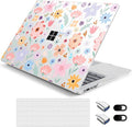 Hard Case for 15-inch Microsoft Surface Laptop Copilot+ PC 2024 (7th Ed) Fashionable Lightweight Floral Design Clear Laptop Shell, with TPU Keyboard Cover & OTG Adapters, Colorful Flowers