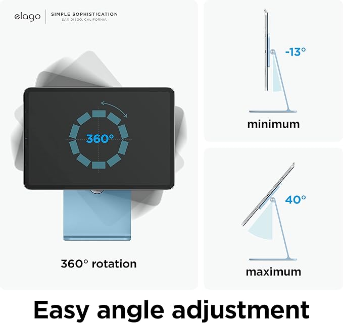 elago Premium iPad Magnetic Stand Designed for iPad Pro 12.9"(5th, 4th Gen), 11"(3rd, 2nd Gen), Air 10.9"(5th, 4th Gen), Mini 8.3"(6th Gen, A17 Pro), 10.9"(10th Gen) [Light Blue]
