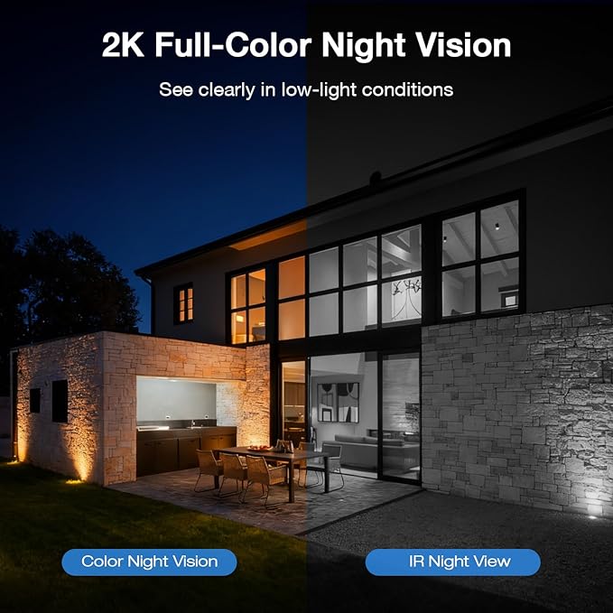 TKENPRO Solar Camera Outdoor Wireless, 2K Color Night Vision, Always-on-Video Security Camera Wireless Outdoor, Smart 24/7 Recording, Auto-Tracking, 2.4GHz Wi-Fi, IP65