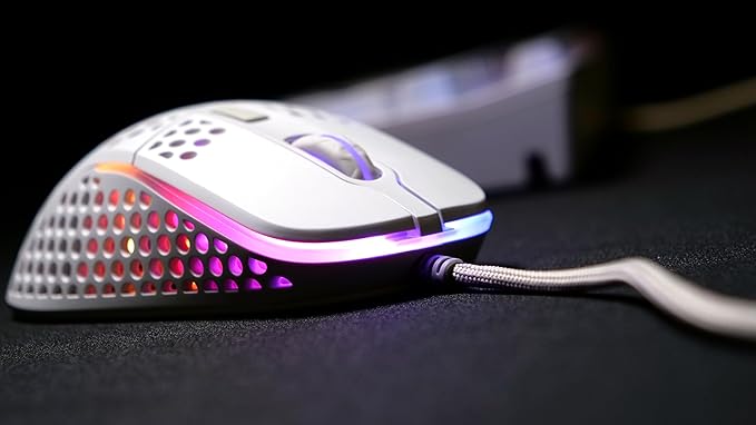 Xtrfy M4 RGB, Ultra-Light Wired Gaming Mouse, Ergonomic Design for Right-Handers, Cutting-Edge Pixart 3389 Sensor, Adjustable RGB Lighting, White Edition