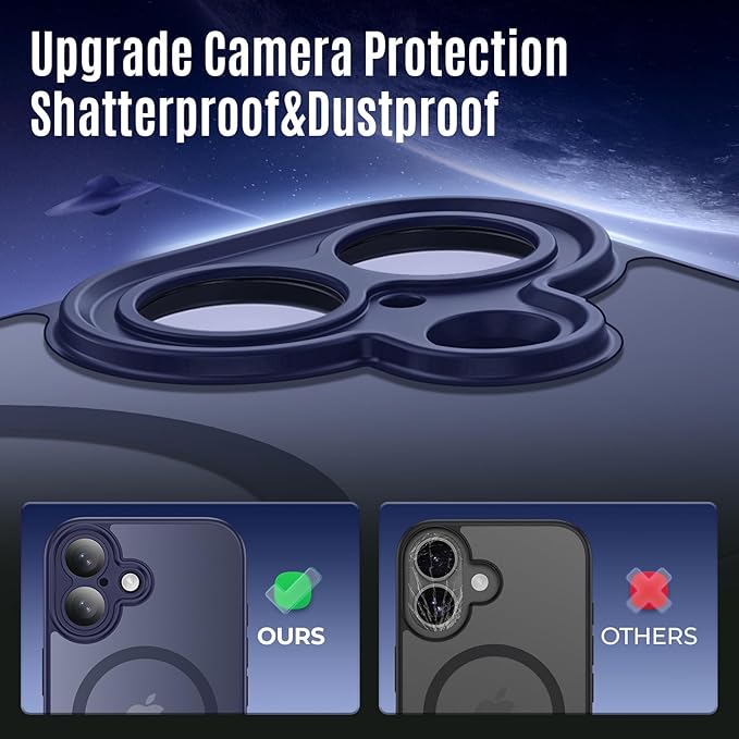 Symcele Designed for iPhone 17 Case, Compatible with MagSafe, [Camera Protection] [15FT Military Droptection] Shockproof Translucent Matte Anti-Slip Phone Case, 6.3", Deep Blue