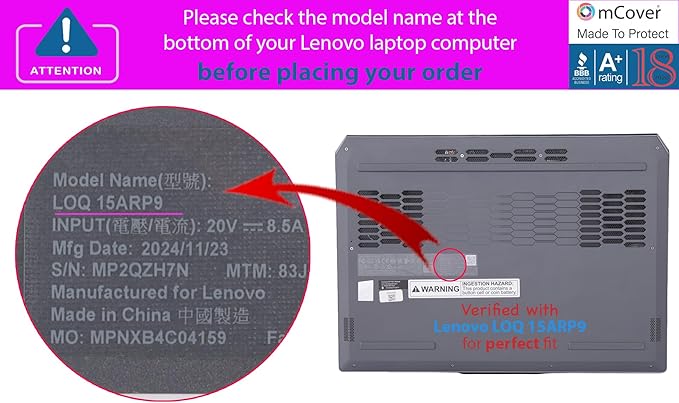 mCover Case ONLY Compatible for 2023-2025 15.6" Lenovo LOQ 15IAX9 15ARP9 15IRX9 15AHP9 15IRX10 15AHP10 Series Windows Computers (NOT for Other Lenovo Models)- Blue