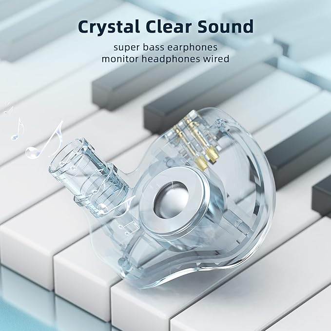 YINYOO KBEAR KS1 Bass Earbuds, Wired Earbuds in Ear Monitor, Clear Sound Headphones, Vocals Forwards High Resolution Noise Canceling Earphones, Dual Magnectic Circuit Dynamic Tangle-Free Cable