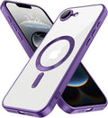Hython Magnetic Clear for iPhone 16e Case with Camera Lens Protector [Compatible with MagSafe] Luxury Plating Edge Slim Soft TPU Cover Protective Phone Case for iPhone 16e 6.1", Matte Purple