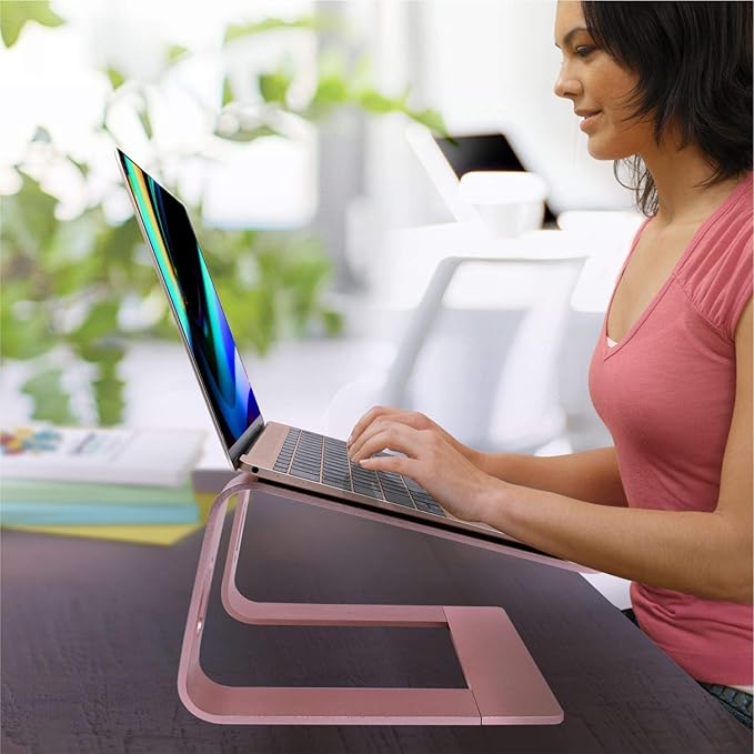Laptop Stand, Ergonomic Aluminum Laptop Mount Computer Stand, Detachable Laptop Riser，Notebook Holder Stand All 10-17.3" Laptops(Rose Gold)