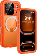 Lanhiem Magnetic for iPhone 17 Pro Max Case, IP68 Waterproof, Dustproof, Compatible with Magsafe, Built-in Screen Protector, Full Body, Heavy Duty, Rugged Phone Cover, 6.9 inch, Cosmic Orange