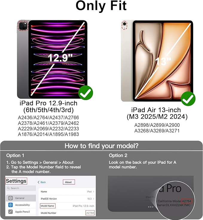for iPad Pro 12.9 Case (6th/5th/4th/3rd Generation 2022/2021/2020) & ipad Air 13 inch case (M3 2025/M2 2024) with Pencil Holder, Smart Slim Trifold Stand Case with Soft TPU Back (Pink)