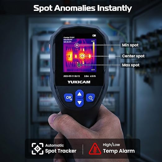 Dual Light Thermal Camera, 240×240 TISR Infrared Thermal Imaging Camera with Smart Modes, 25Hz IR Camera, -4°F to 1022°F Handheld Thermal Imager for Home Inspection Water Leaks, HVAC