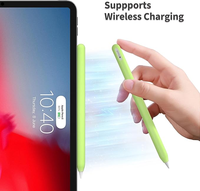 Hi Color Silicone Pencil Cover for Apple Pencil 2nd/Apple Pencil Pro Cover Case Sleeve Ipad Pencil Protective Cover(Glow Green+Glow Blue)