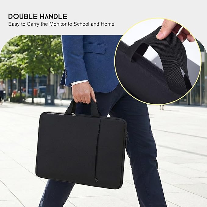 23.8-24 inch Portable Monitor Case Compatible with Ygretyrjh Redalf Hyangin Setcold KEFEYA AOKER Large Portable Monitor with Detachable Stand, Travel Padded Carrying Sleeve Bag